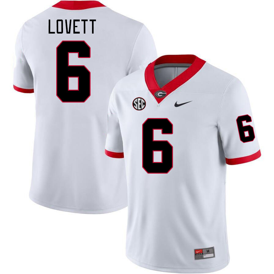 #6 Dominic Lovett Georgia Bulldogs Jerseys Football Stitched-White